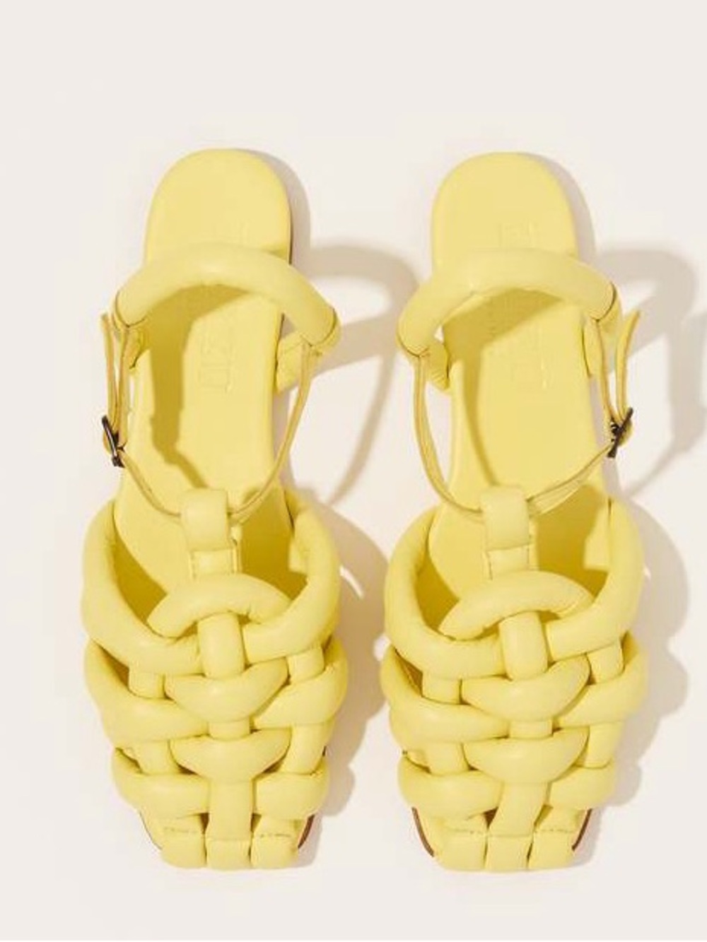 Hereu Cabersa Yellow Woven Leather Slingback Sandals Size 39/US 9